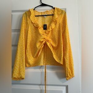 XS-Yellow Polka dot top -Express -NWT